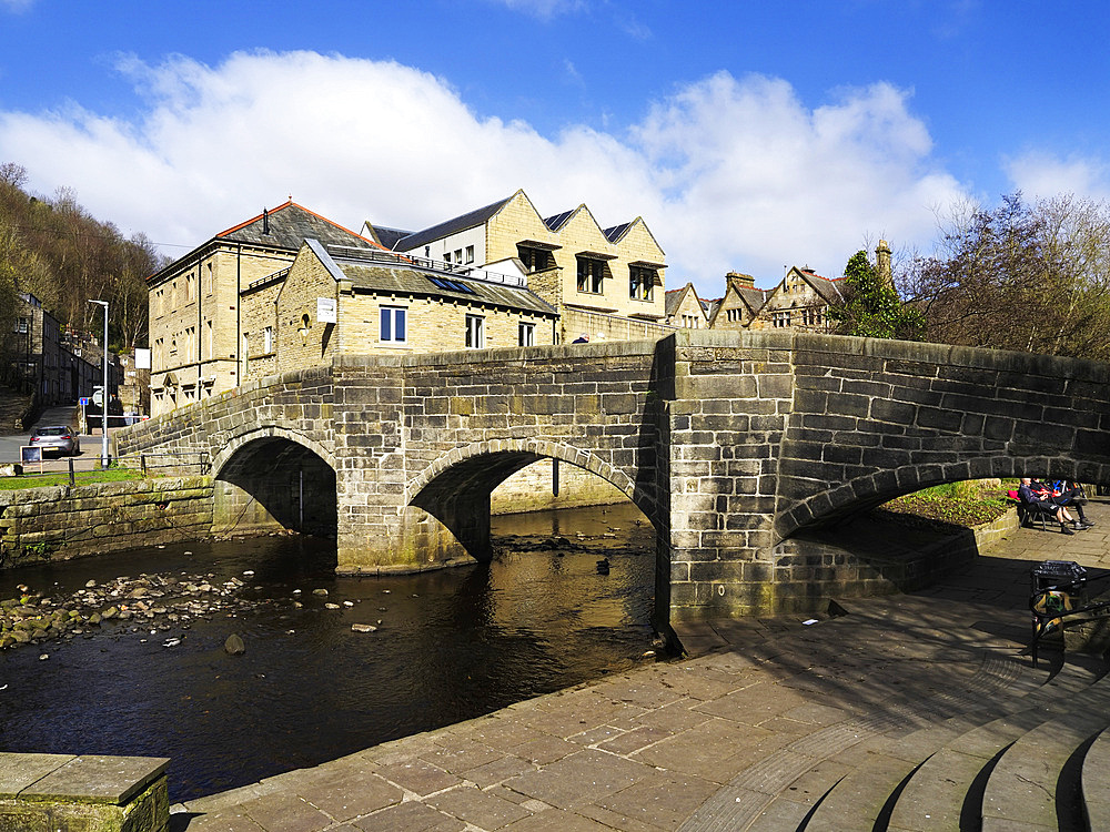 Hebden Old Packhorse Bridge at Hebden Bridge Yorkshire