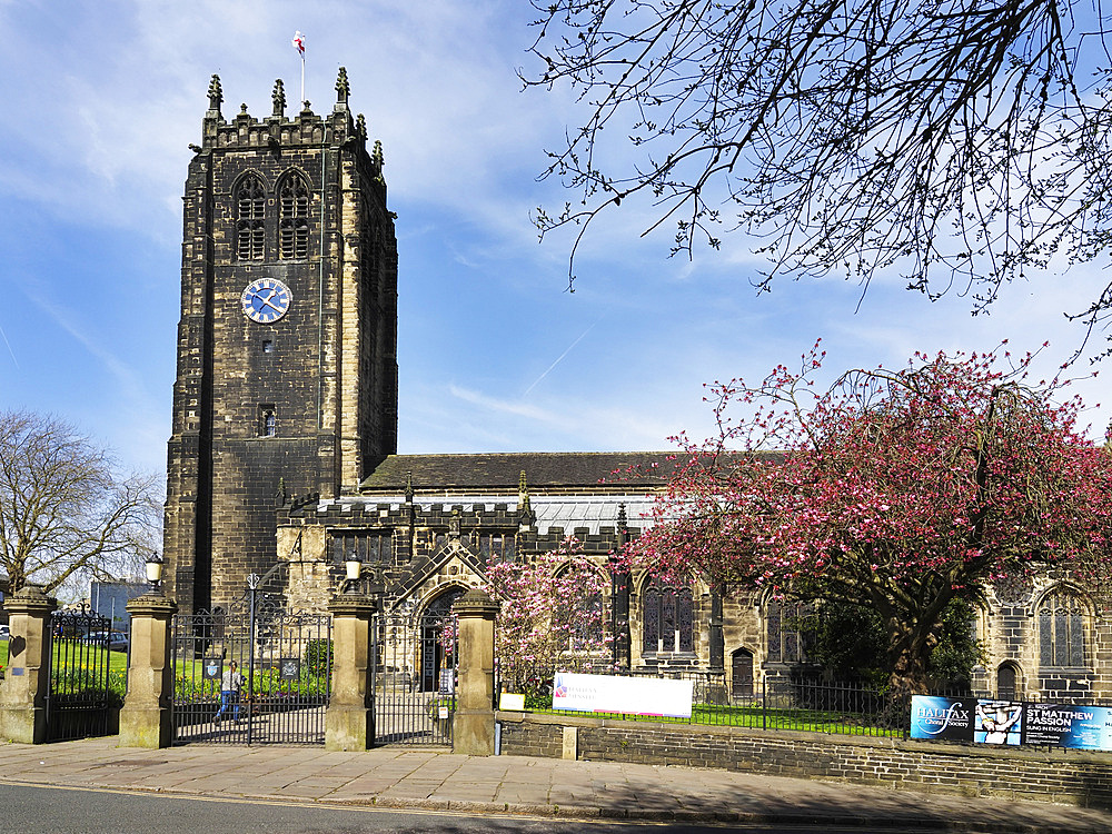 Halifax Minster in Spring Halifax, Yorkshire, United Kingdom