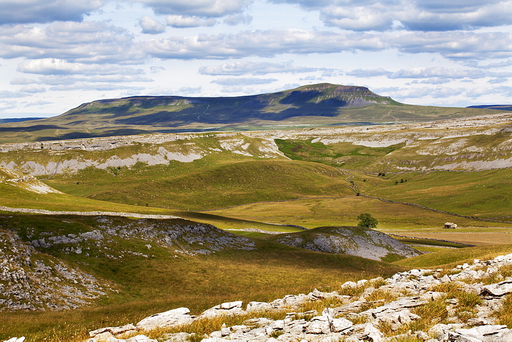 Plover Hill and Pen Y Ghent from Long Scar above Crummack, Crummack Dale, Yorkshire Dales, Yorkshire, England, United Kingdom, Europe