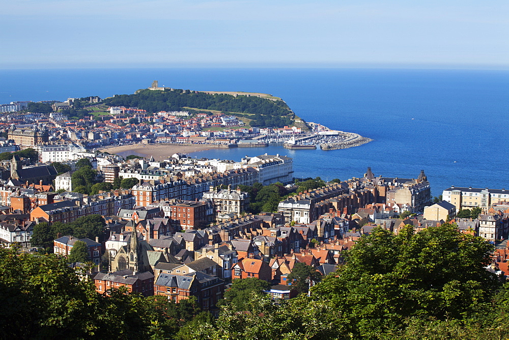 Scarborough from Olivers Mount, North Yorkshire, Yorkshire, England, United Kingdom, Europe