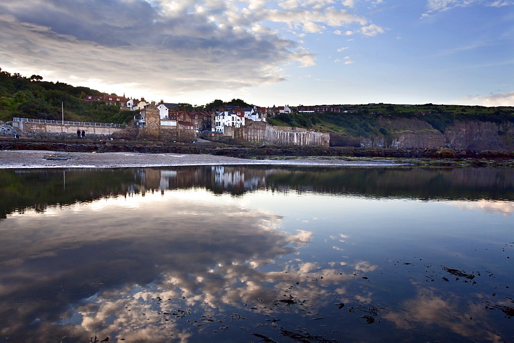 Clearing rain clouds at Robin Hoods Bay, Yorkshire, England, United Kingdom, Europe