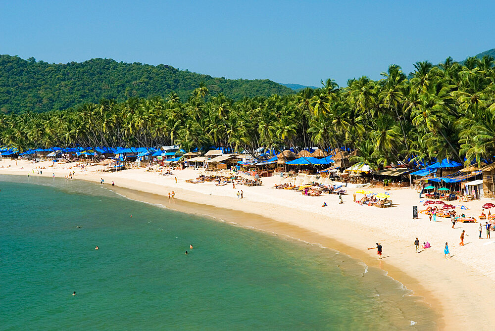 View over Palolem beach, Palolem, Goa, India, Asia