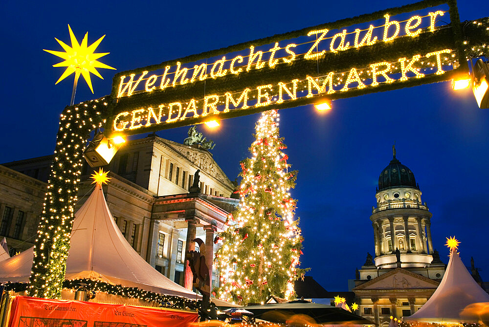 Christmas market outside the Opera House, Gendarmenmarkt, Berlin, Germany, Europe