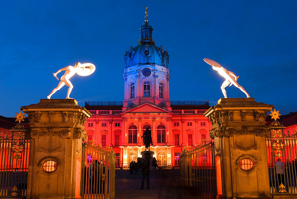 Charlottenburg Palace (Schloss Charlottenburg) at night, Berlin, Germany, Europe