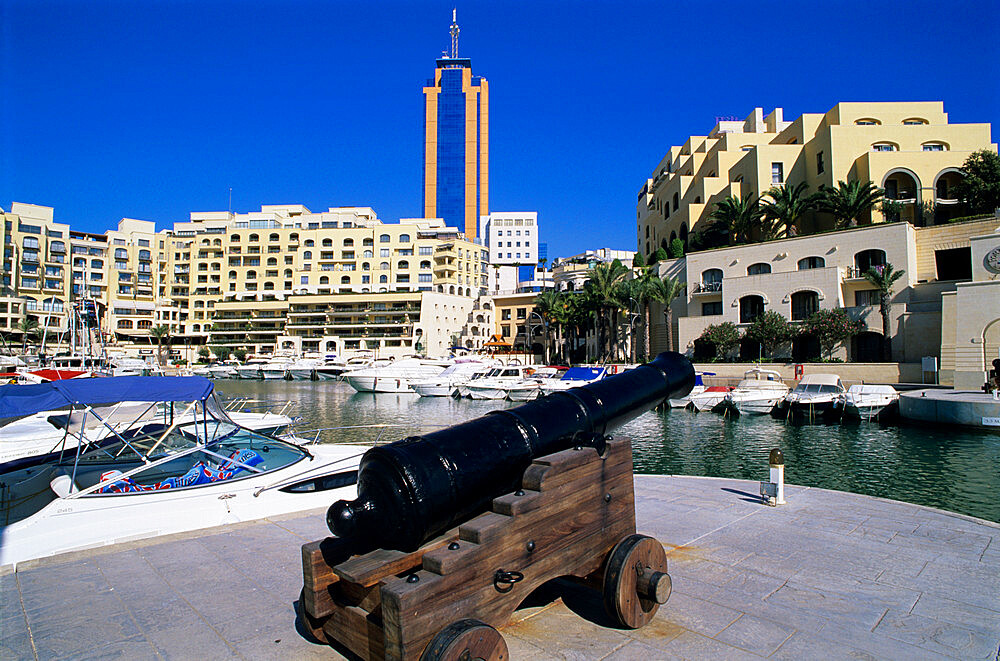 Portomaso Marina with exclusive apartments, Paceville, St. Julian`s, Malta, Mediterranean, Europe