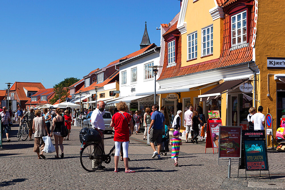 Shops along Sankt Laurentii Vej, Skagen, Jutland, Denmark, Scandinavia, Europe