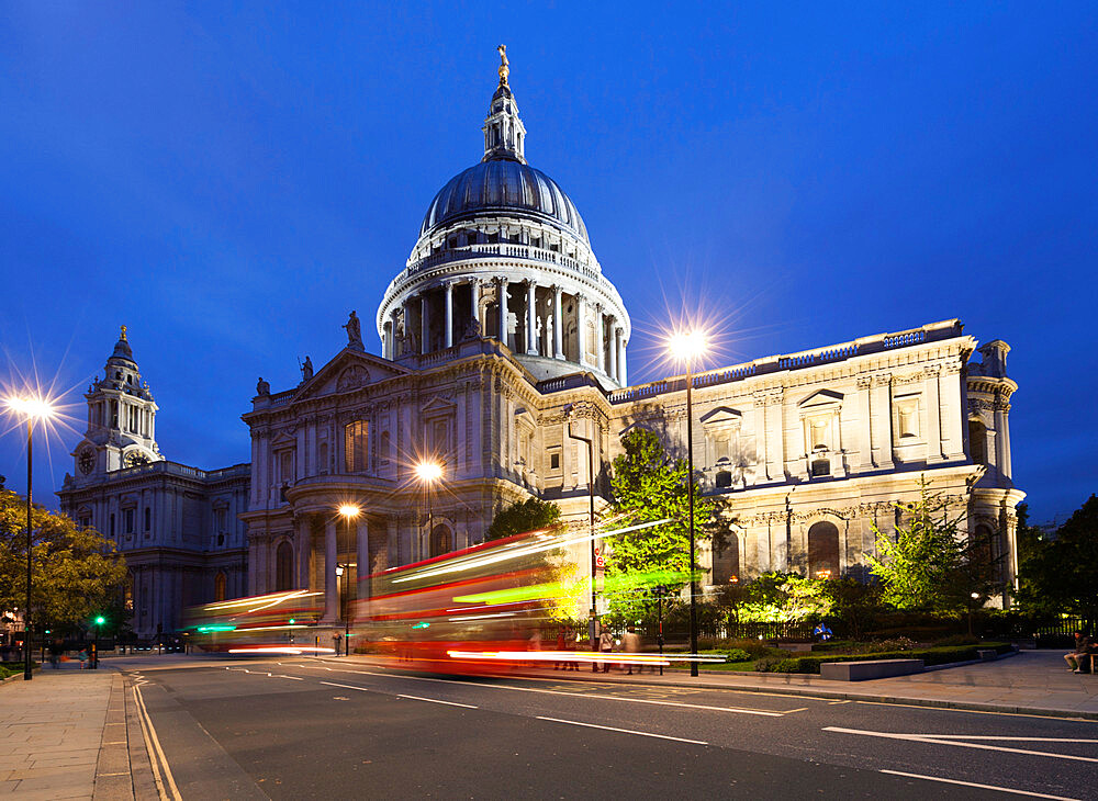 St. Paul's Cathedral at night, London, England, United Kingdom, Europe