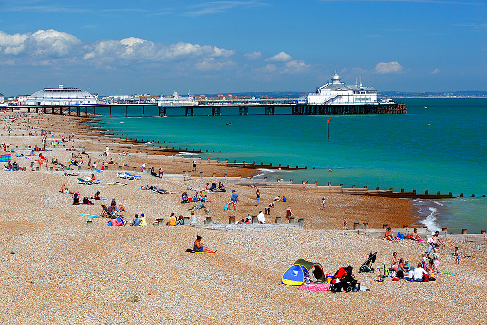 Beach and pier, Eastbourne, East Sussex, England, United Kingdom, Europe