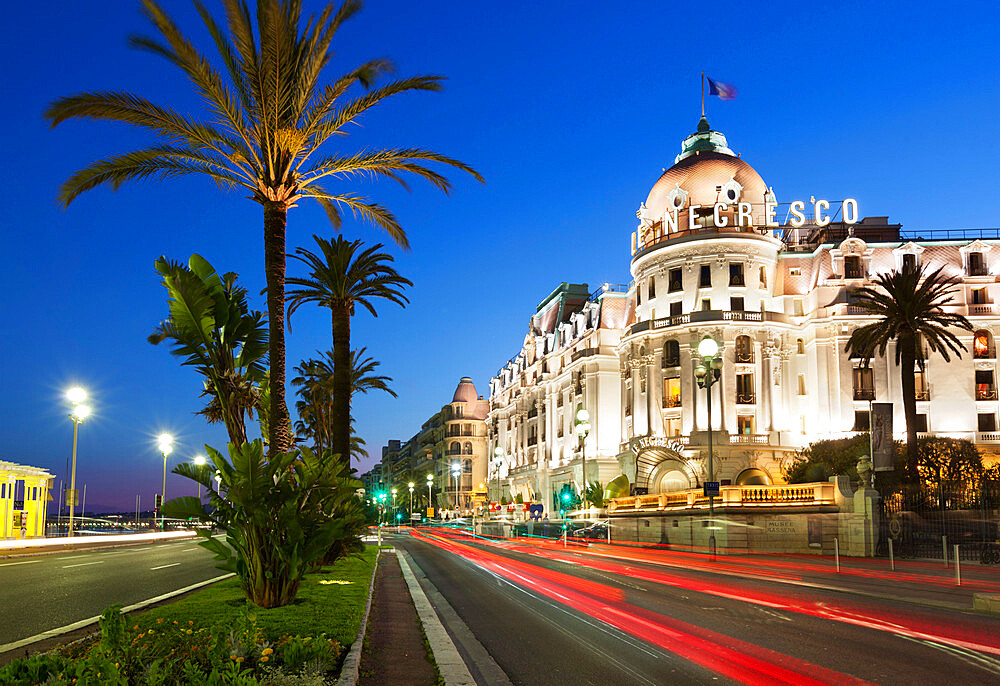 Le Negresco hotel along Promenade des Anglais, Nice, Provence-Alpes-Cote d'Azur, French Riviera, Provence, France, Europe