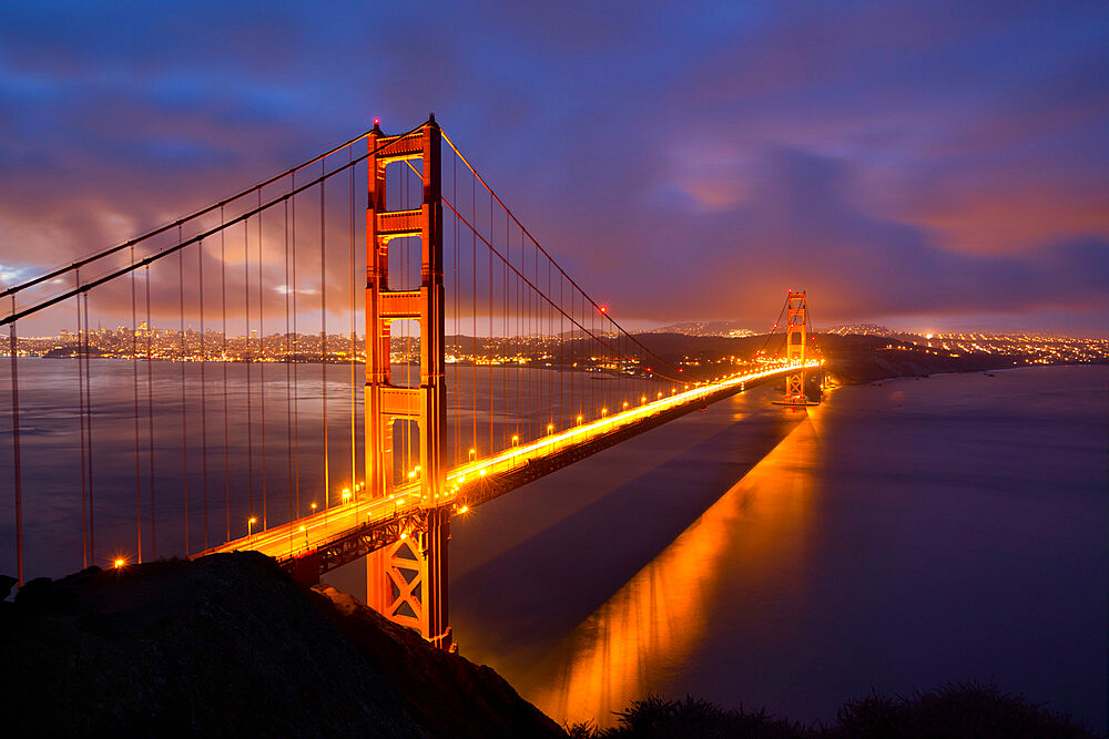 Golden Gate Bridge at dawn, San Francisco, California, United States of America, North America