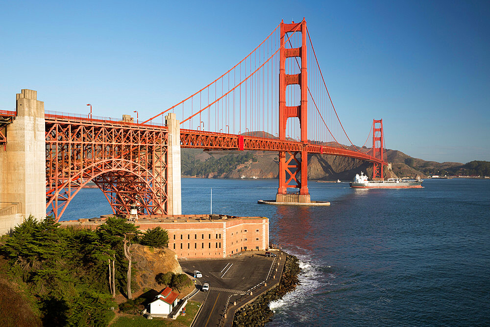 Golden Gate Bridge and Fort Point, San Francisco, California, United States of America, North America