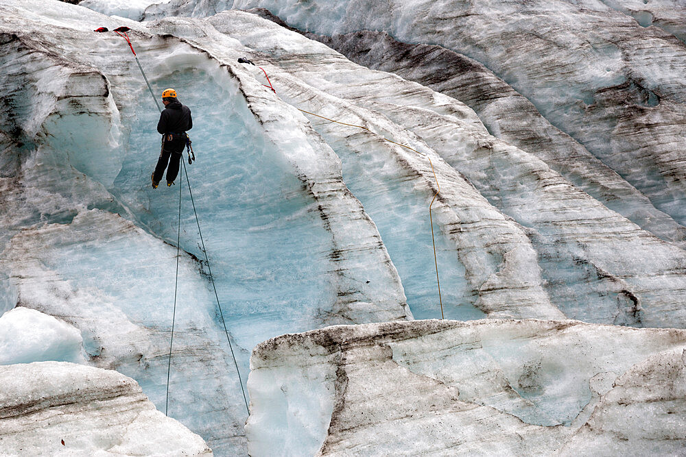 Ice climber, Fox Glacier, West Coast, South Island, New Zealand, Pacific