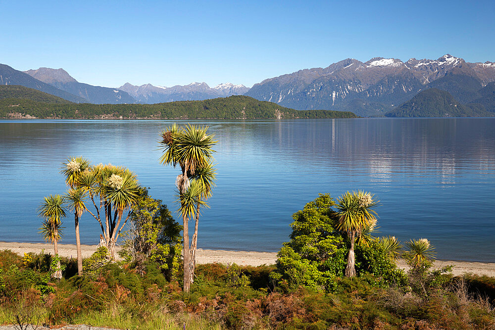 Frasers Beach and Lake Manapouri, Manapouri, Southland, South Island, New Zealand, Pacific