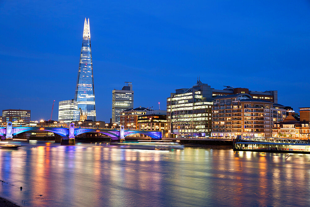 View over the River Thames with The Shard, London, England, United Kingdom, Europe