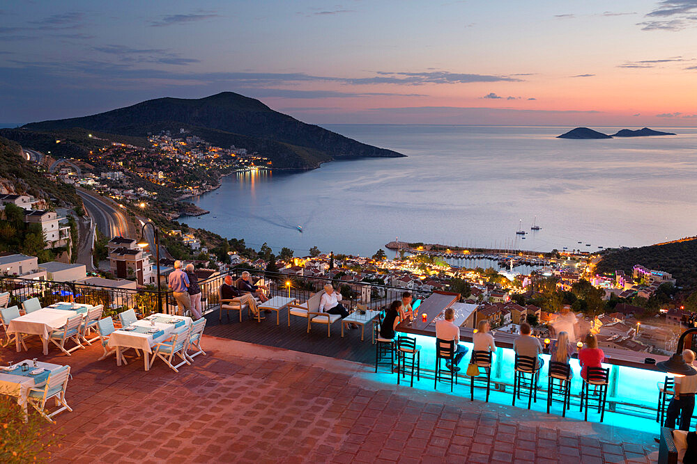 Bar and restaurant of Mediteran Hotel, Kalkan, Lycia, Antalya Province, Mediterranean Coast, Southwest Turkey, Turkey, Asia Minor, Eurasia