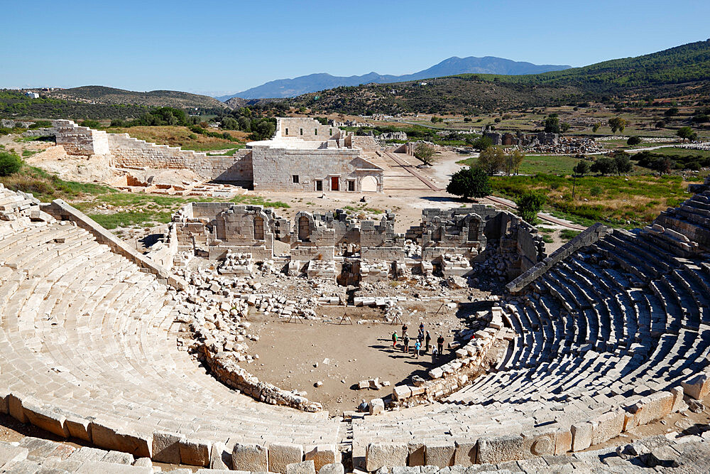 Amphitheatre and ruins, Patara, near Kalkan, Lycia, Antalya Province, Mediterranean Coast, Southwest Turkey, Anatolia, Turkey, Asia Minor, Eurasia