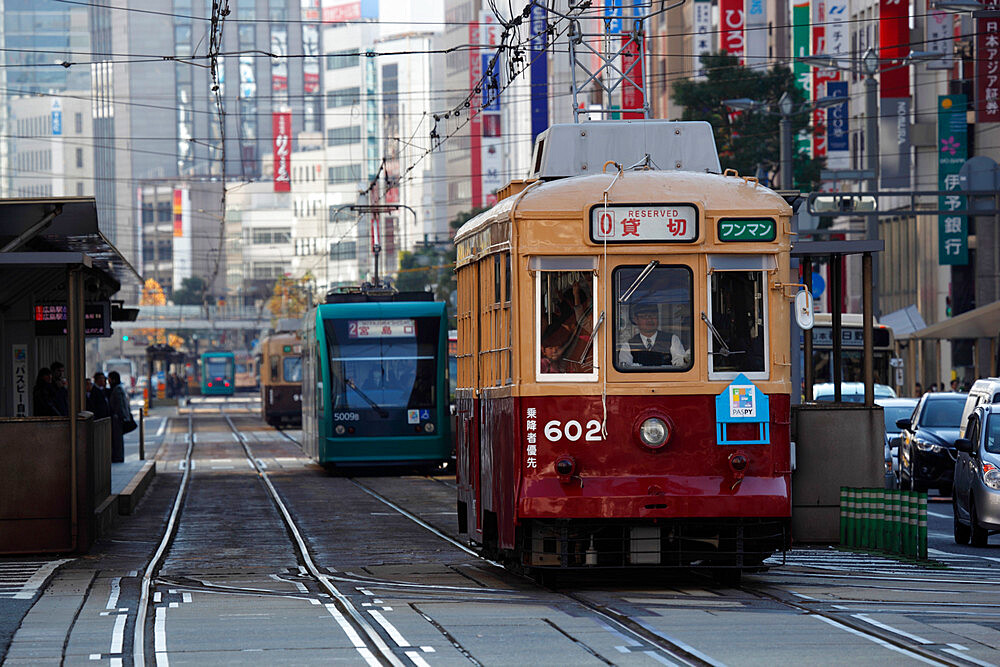 City tram, Hiroshima, Western Honshu, Japan, Asia