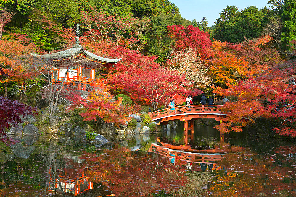 Japanese temple garden in autumn, Daigoji Temple, Kyoto, Japan, Asia