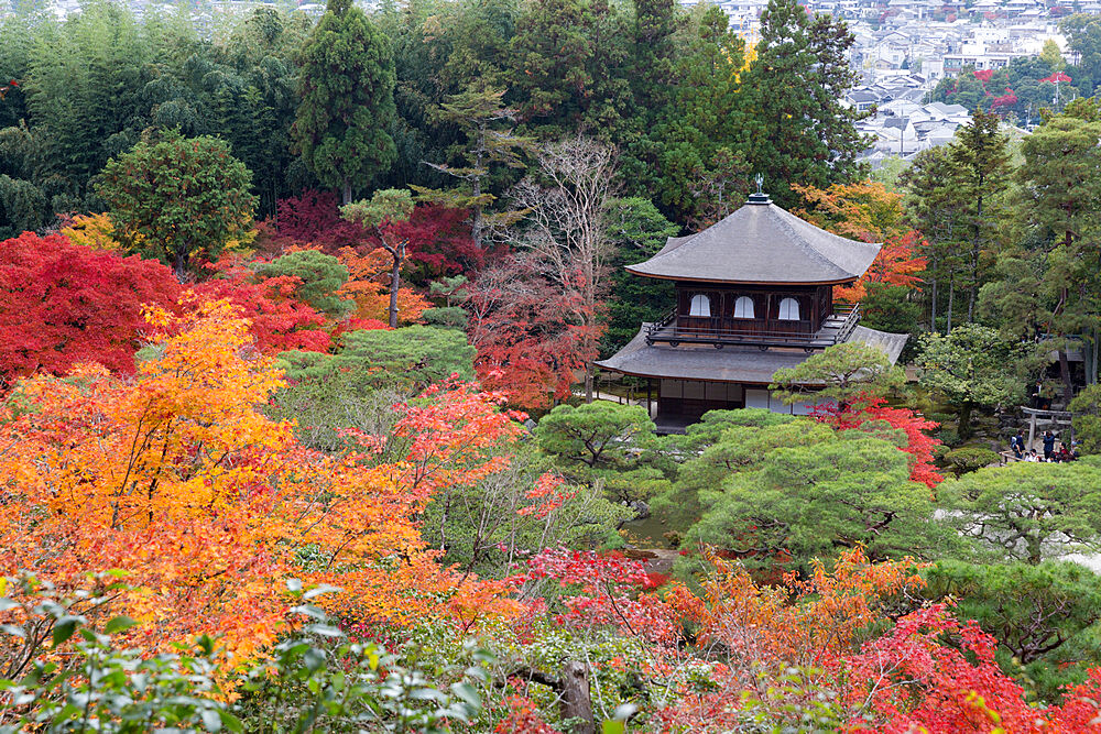 The Silver Pavilion and gardens in autumn, Buddhist Temple of Ginkaku-ji, Northern Higashiyama, Kyoto, Japan, Asia