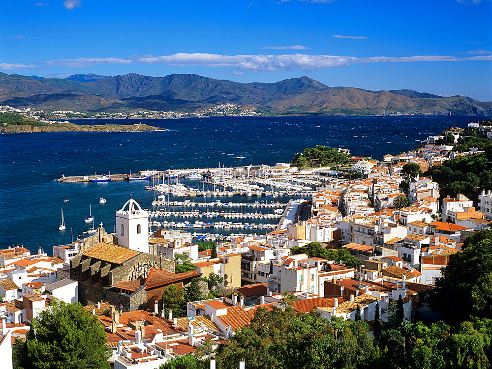 View over town and port, El Port de la Selva, Costa Brava, Catalunya, Spain, Mediterranean, Europe