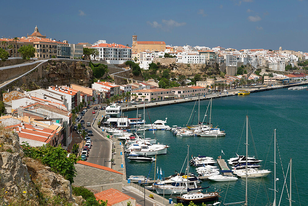 View over port and old town, Mahon, Menorca, Balearic Islands, Spain, Mediterranean, Europe