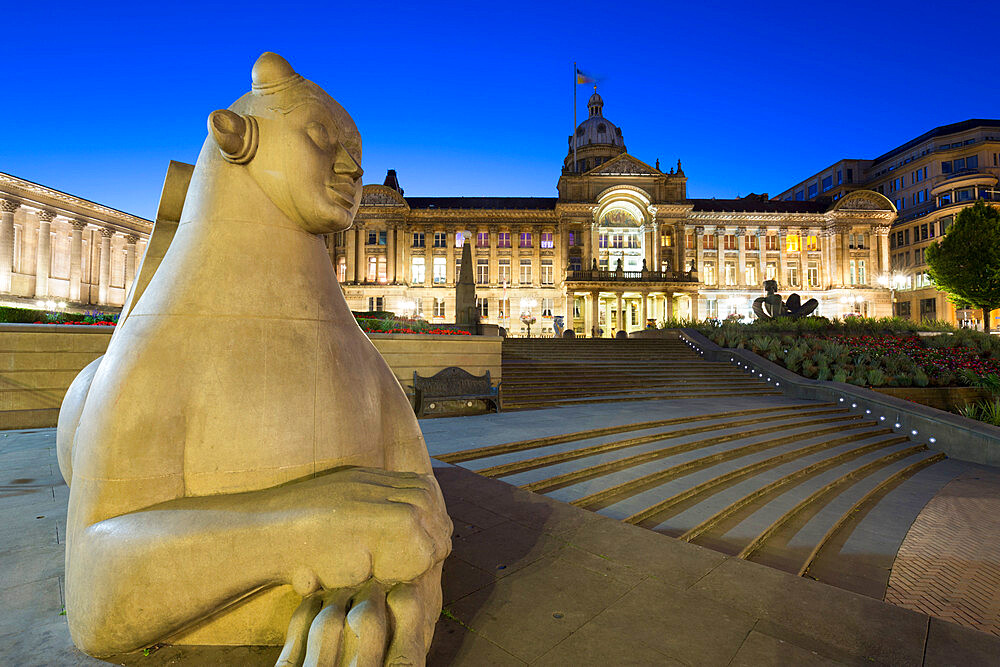 Council House (Birmingham City Council) at night, Victoria Square, Birmingham, West Midlands, England, United Kingdom, Europe