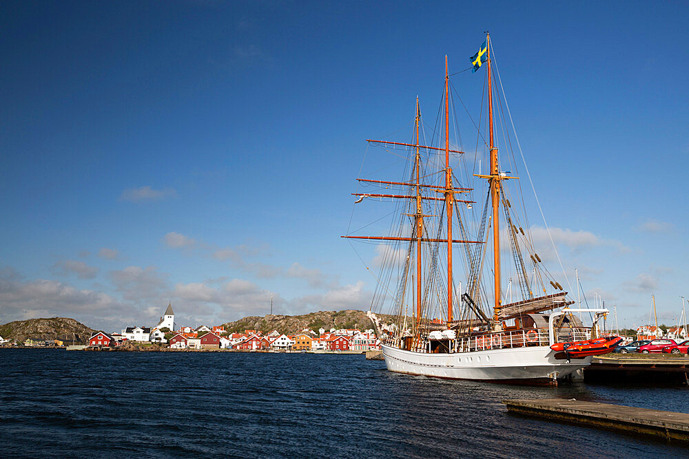 Tall ship in harbour, Skarhamn, Tjorn, Bohuslan Coast, Southwest Sweden, Sweden, Europe