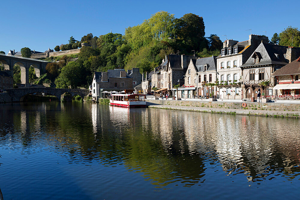 The port and River Rance, Dinan, Cotes d'Armor, Brittany, France, Europe