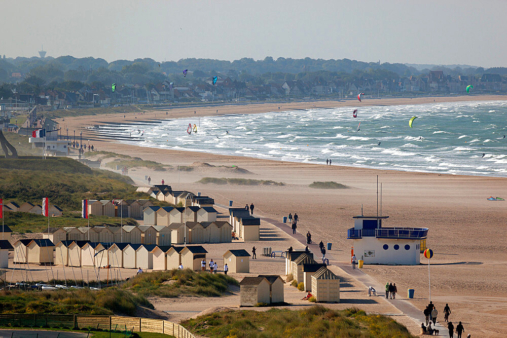 View over Plage de Riva Bella beach, Ouistreham, Normandy, France, Europe