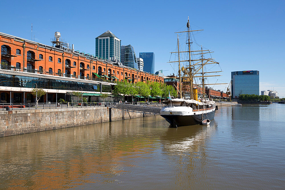 Old warehouses and office buildings from marina of Puerto Madero, San Telmo, Buenos Aires, Argentina, South America