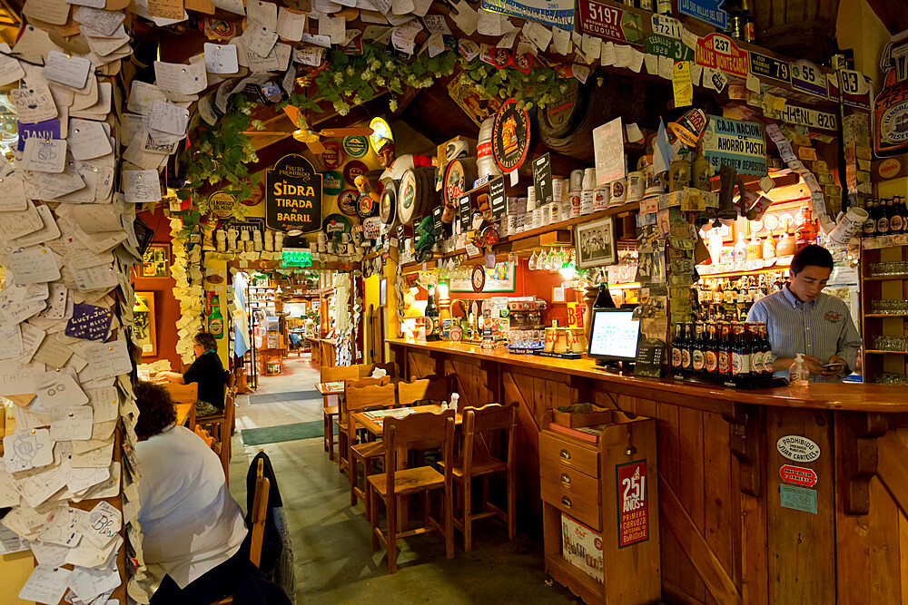 Interior of Cerveceria Blest, Bariloche, The Lake District, Argentina, South America