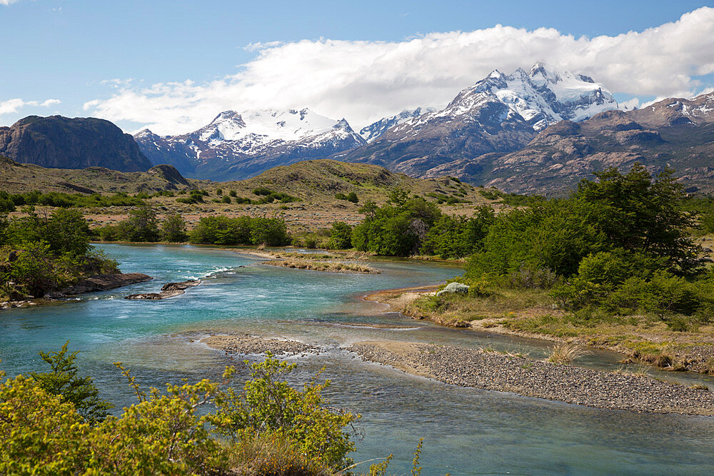 Glacial river at Estancia Cristina, Lago Argentino, El Calafate, Parque Nacional Los Glaciares, Patagonia, Argentina