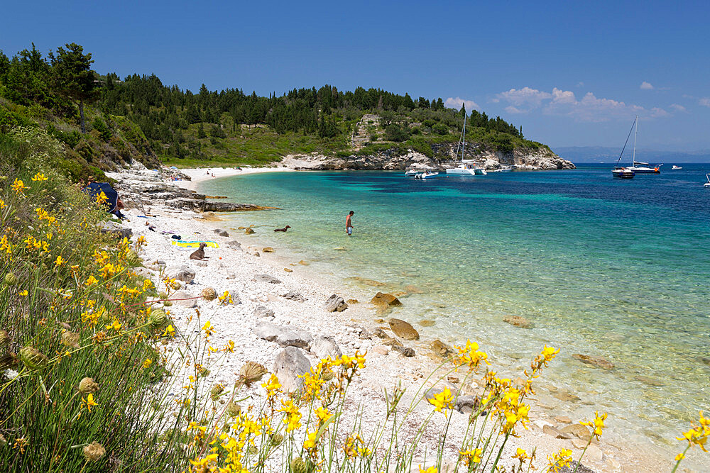 Kipiadi beach on east coast, Paxos, Ionian Islands, Greek Islands, Greece, Europe