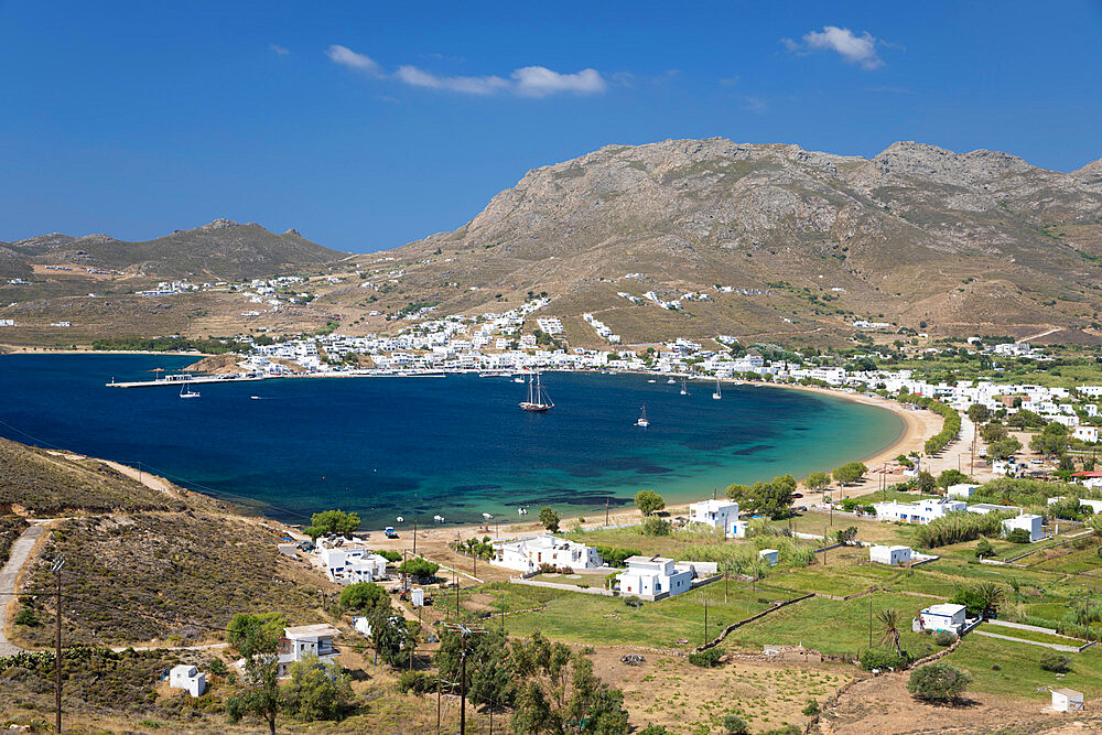 View over Livadi Bay, Serifos, Cyclades, Aegean Sea, Greek Islands, Greece, Europe