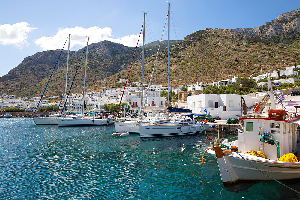 View over Kamares harbour, Kamares, Sifnos, Cyclades, Aegean Sea, Greek Islands, Greece, Europe