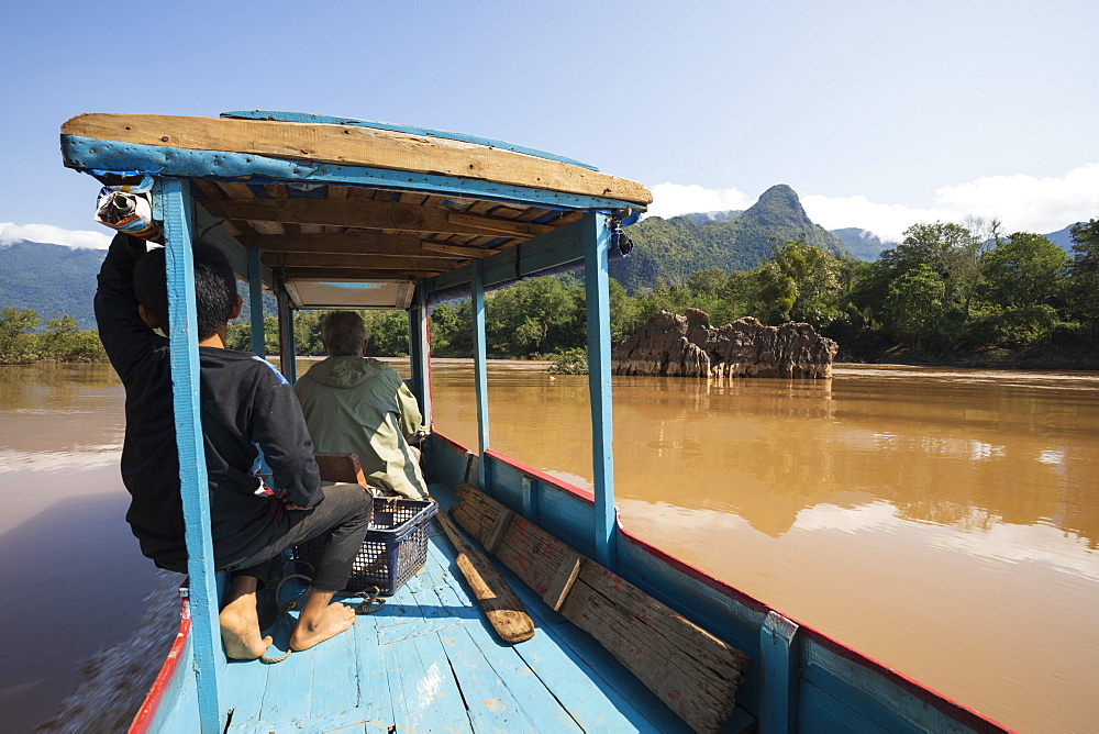 Boat trip on the Nam Ou River near Nong Khiaw, Muang Ngoi District, Luang Prabang Province, Northern Laos, Laos, Indochina, Southeast Asia, Asia