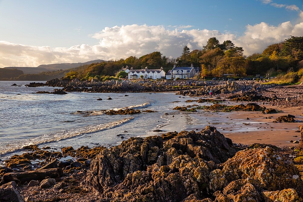 Beach and rocky coastline on the Solway Firth, Rockcliffe, Dalbeattie, Dumfries and Galloway, Scotland, United Kingdom, Europe