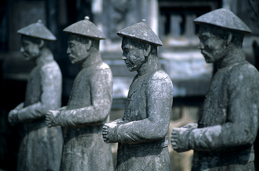 Stone mandarins in the Court of Honour, Tomb of Khai Dinh, near Hue, North Central Coast, Vietnam, Indochina, Southeast Asia, Asia