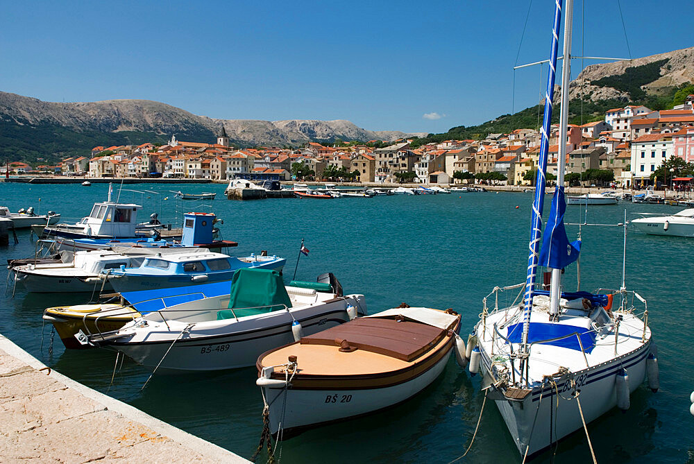 The harbour, Baska, Krk Island, Kvarner Gulf, Croatia, Adriatic, Europe