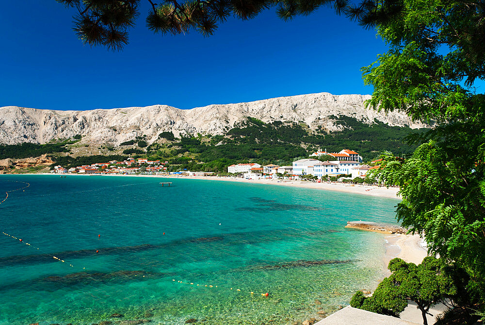 View over bay, Baska, Krk Island, Kvarner Gulf, Croatia, Adriatic, Europe