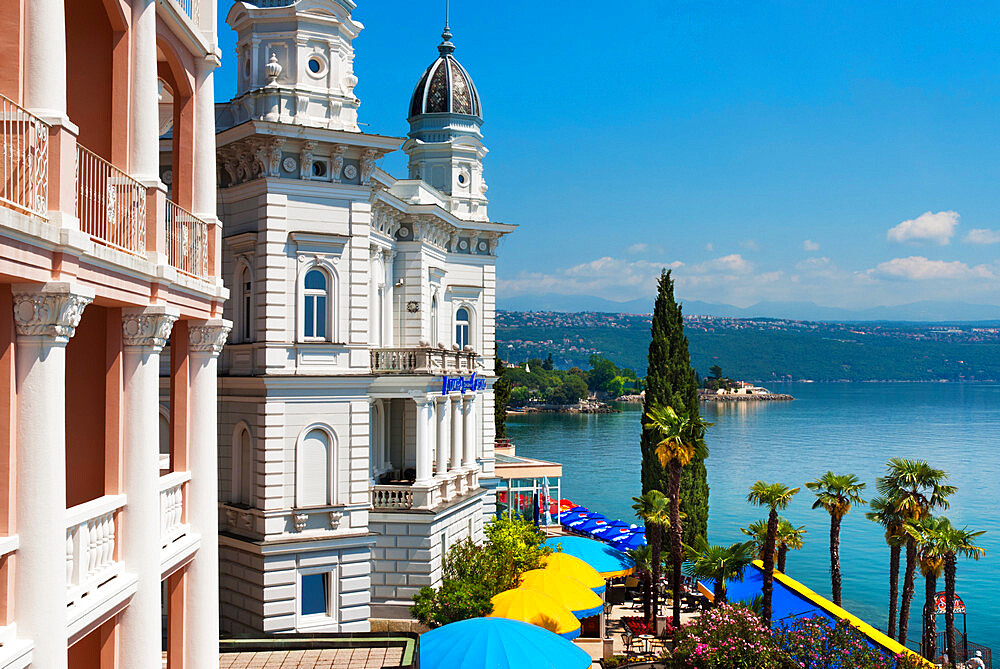 Admiral Casino on waterfront, Opatija, Kvarner Gulf, Croatia, Adriatic, Europe