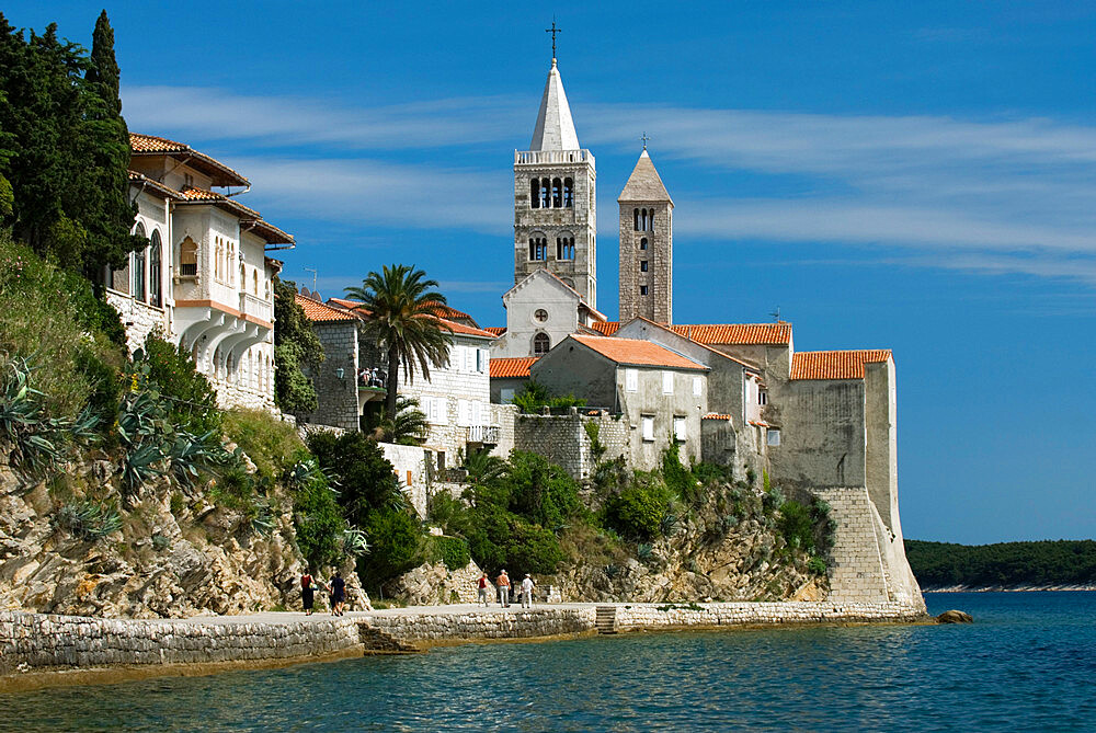 View of old town and campaniles, Rab Town, Rab Island, Kvarner Gulf, Croatia, Adriatic, Europe