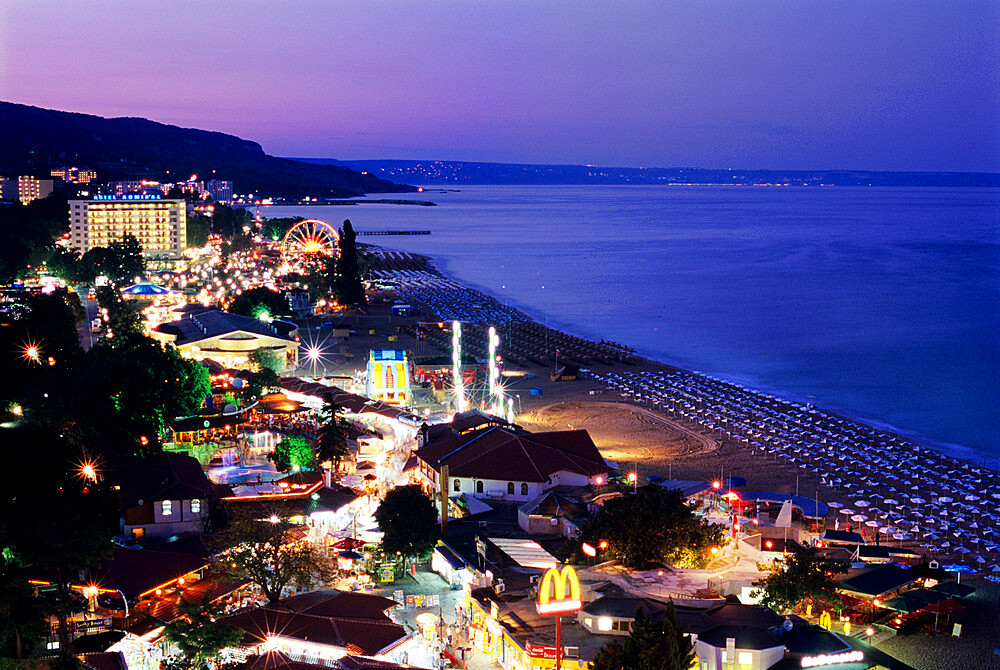 View over resort, Golden Sands, Black Sea coast, Bulgaria, Europe