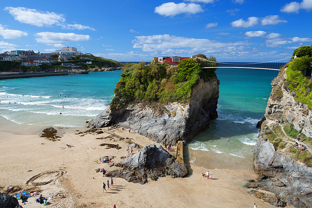 Towan beach and The Island, Newquay, Cornwall, England