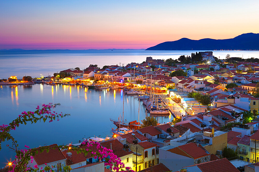 Harbour at dusk, Pythagorion, Samos, Aegean Islands, Greece