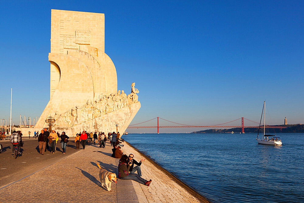 Monument to the Discoveries beside the Tagus River, Belem, Lisbon, Portugal, Europe