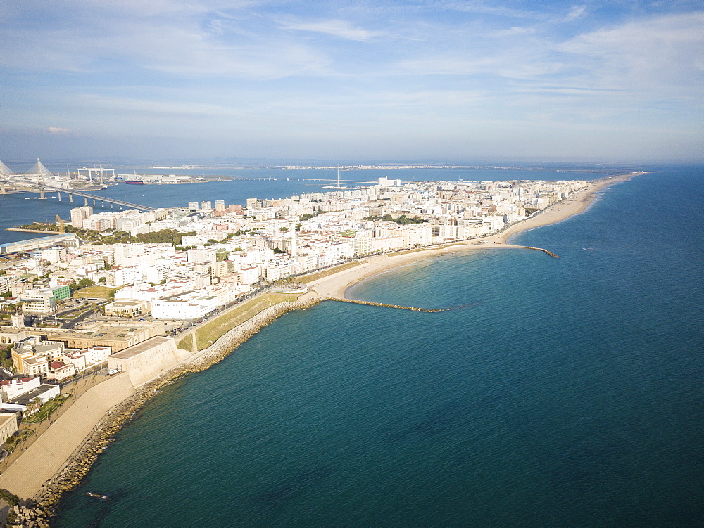 Aerial view of Cadiz, by drone, Andalucia, Spain, Europe