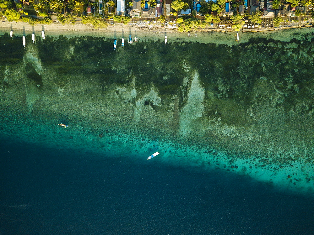 Aerial view of sea, Gili Air, Gili Islands, Lombok Region, Indonesia, Southeast Asia, Asia