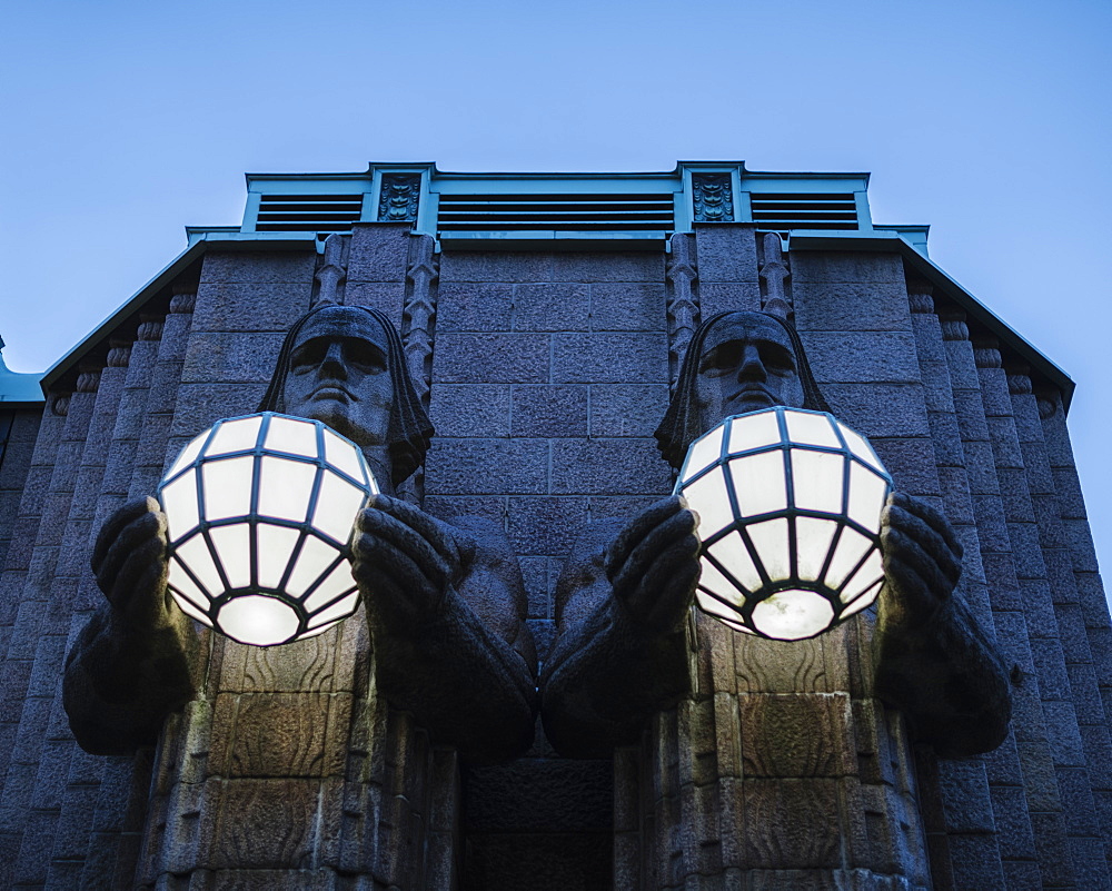 Exterior facade of Helsinki Central Station, Helsinki, Finland, Europe