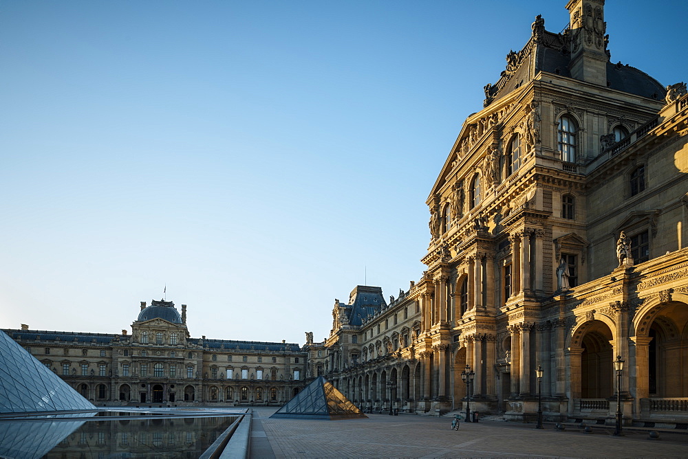 Louvre Museum at dawn, Paris, Ile-de-France, France, Europe